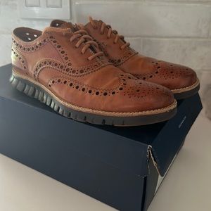 Cole Haan Men's Zerogrand Wing Ox Leather Oxford Sz 7.5 British Tan